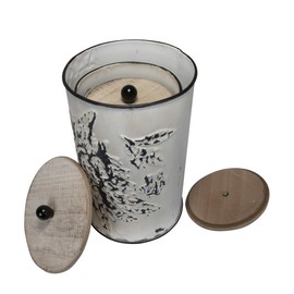 Foreside Home & Garden Set of 3 Cream and Gray Floral Metal Decorative Storage Canisters, White, Black, 3 Piece