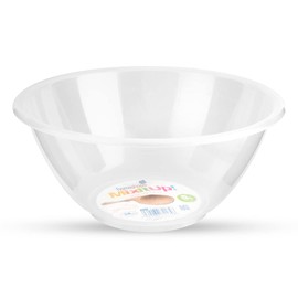 Homeshopa Plastic Mixing Bowl, 1 Pack 5 Litre Reusable Kitchen Cooking Serving Bowl, Non Slip Base, Compact & Stackable, Popcorn Salad Bowl for Food Prep Baking, Dishwasher Safe, 28cm Clear