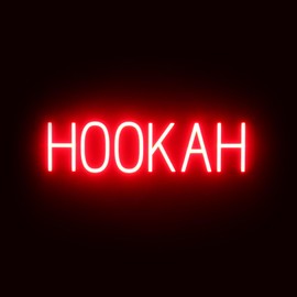 SpellBrite HOOKAH Sign for Smoke Shops | Smoke Shop-Related Signs with Neon Look, Red LED Light | 25.3" x 6.3"