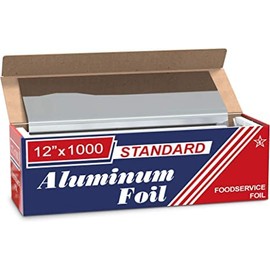 12" X 1000' Aluminum Foil Roll wtih Black Nitrile Gloves Combo Pack (100pc)