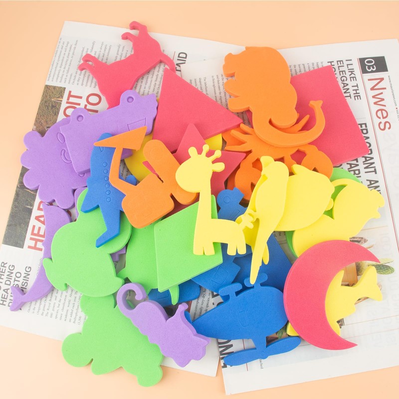AYNKH 30 Pcs Foam Bath Animals And Vehicles And Graphics