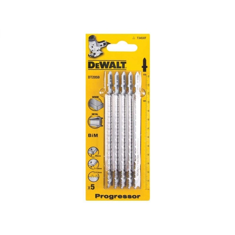 DeWalt DT2059QZ Jigsaw Blade Progressor-Tooth T-Shank Bi-Metal T345XF (Pack of