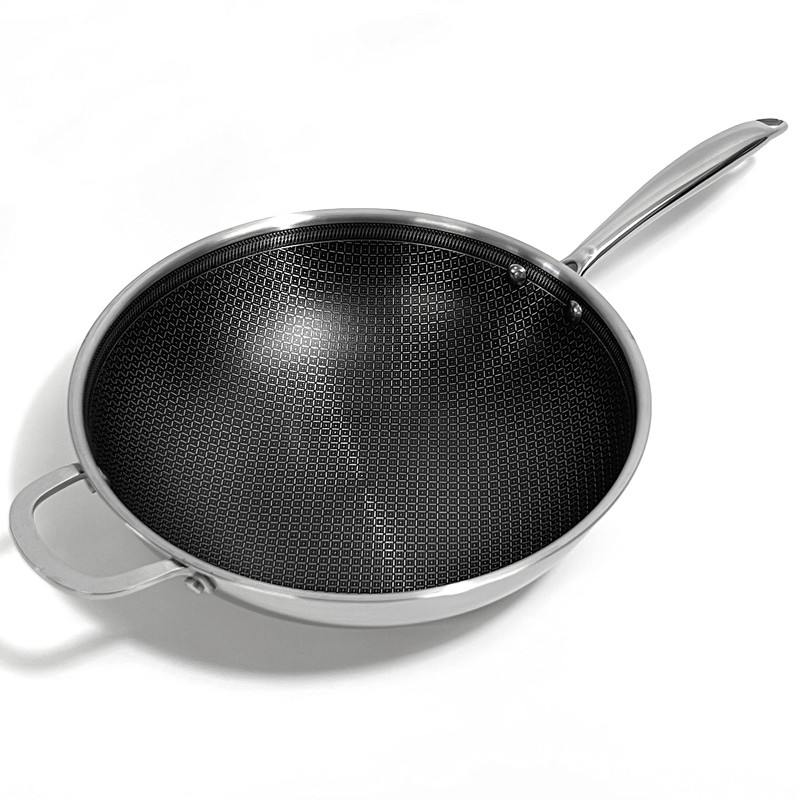 Lexi Home Tri-ply 5 Qt. Stainless Steel Nonstick Wok with