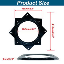 Kyuionty 6" Lazy Susan Turntable Rotating Hardware, Square Ball Bearing Rotating Tray Swivel Plate for Serving Trays, Crafts, Makeup Holder, Storage Racks (Black)