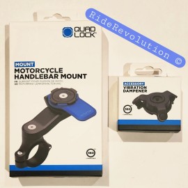 QUAD LOCK Motorcycle/Moto Handlebar Mount + Vibration Dampener - NEW/FREE S+H