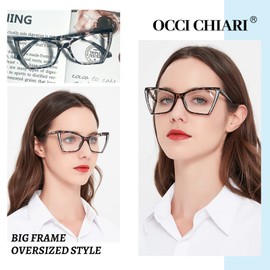 OCCI CHIARI Oversized 6.0 Reading Glasses Women Trendy Cat Eye Readers Gray Tortoise Frame(1.0 1.5 2.0 2.5 3.0 3.5 4.0 5.0 6.0)