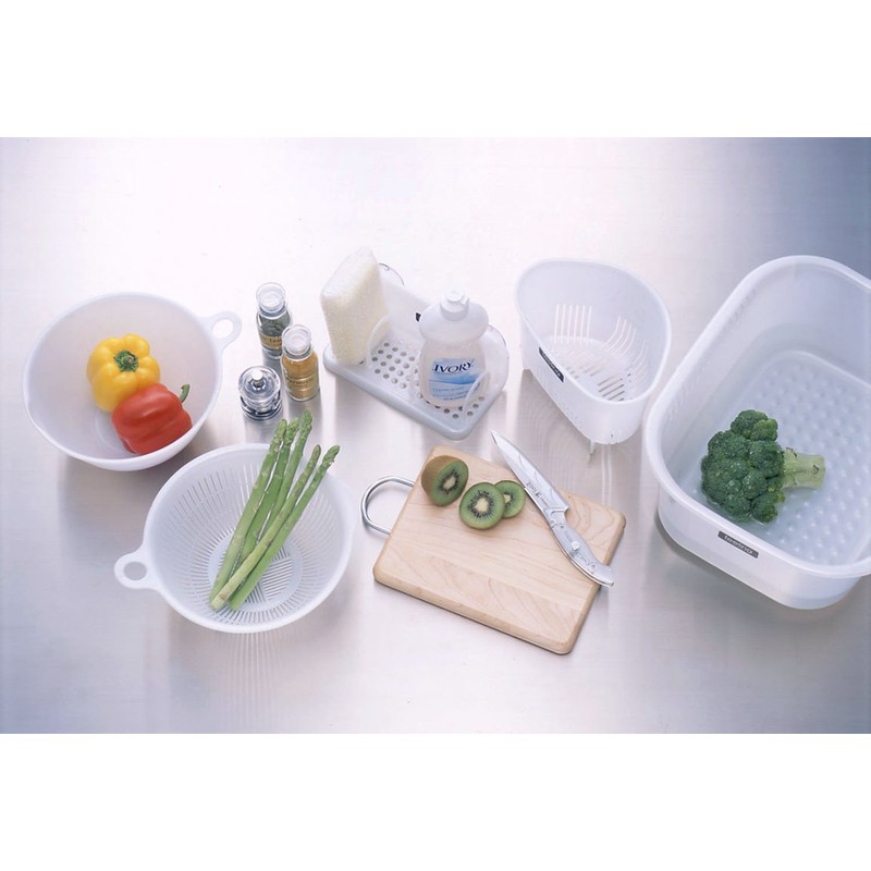 Inomata-k Feeling Square Washtub, 35 cm Width, Pearl White