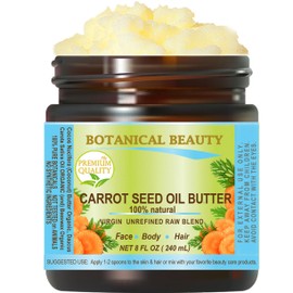 Botanical Beauty CARROT SEED OIL BUTTER Pure Natural Virgin Unrefined RAW 8 Fl. Oz.- 240 ml for FACE, SKIN, BODY, DAMAGED HAIR, NAILS. Rich in Beta Carotene, Vitamin E