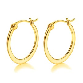 Silber Ohrringe für damen 925 Elegant und flach Design. Creolen aus Silber 925 für Damen oder 18K Gold, ideal als Geschenk zum Muttertag... Ohrringe mädchen. Schmuck damen (Vergoldung)