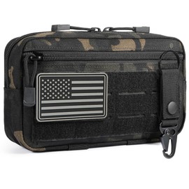 Tactical Molle Pouches Tactical Admin Pouch Compact Molle EDC EMT Utility Bag Gadget Gear Bag Military Organizer Tool Pouch of Double Layer Design Medical(Black camo)