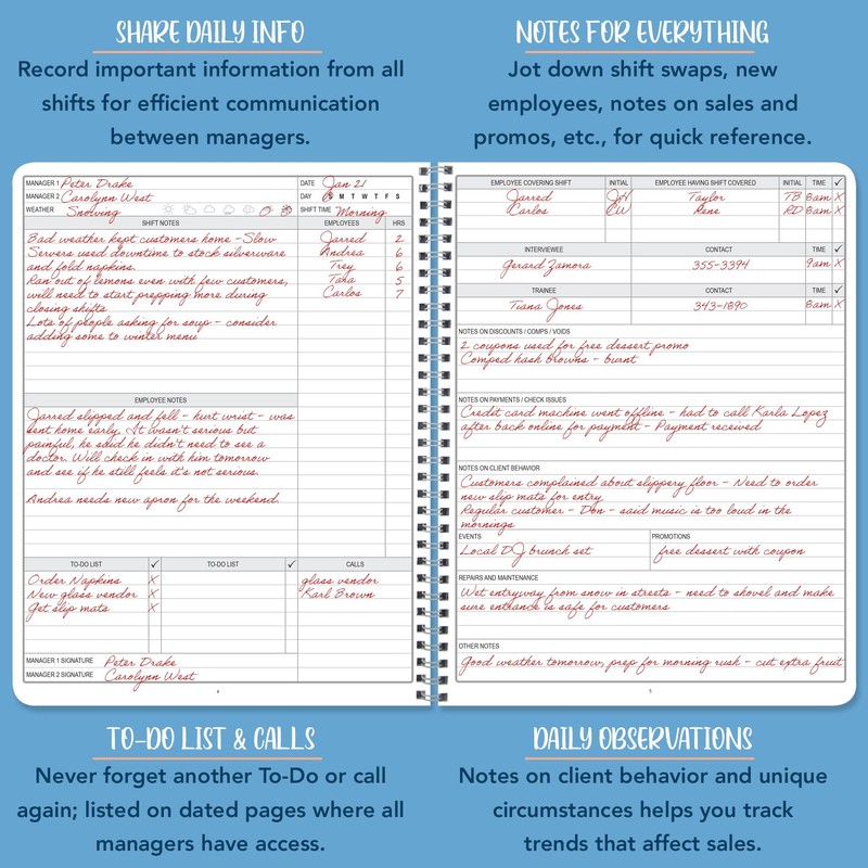 BookFactory Manager Notebook Manager's Log Book Planner Management Logbook, Wire-O