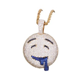 LC8 Jewelry Hip Hop Bubble Slobber Face Iced Out Bling CZ Pendant with 24" Stainless Steel Chain