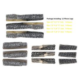 Youlian YL 12 Pieces Ceramic Fiber Logs Propane Gel Ethanol or Gas Fireplace Logs All Types of Indoor, Gas Inserts, Ventless & Vent Free, Electric, or Outdoor Fireplaces & Fire Pits
