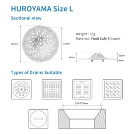 HUROYAMA Hair Catcher, Clogged drains, Messy Cleaning, Soft Silicone, Tool-Free Installation, Stable Cleaning, Volcano Structure Design, 125mm L Size Cover Drains(2 Packs)