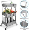Foldable 3 Tier Metal Utility Rolling Cart, Folding Mobile Multi-Function
