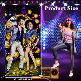 YINGLUBEN Disco Theme Party Decoration, 70's Dance Party Banner, Polyester, Black, 180cm*90cm