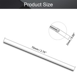 Fielect 10Pcs 70mmx2mm Stainless Steel Solid Round Rods Metal Lathe Bar Stock for DIY Craft