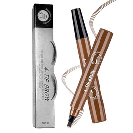 4 Micro-Fork Tip for Natural Long-Lasting Makeup, Waterproof Brow Pencil for Precise Shaping, Waterproof Eyebrow Pencil for Fine Stroke (Dark brown)