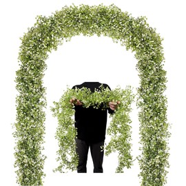 5.58Ft Artificial Baby's Breath Garland - Soft Plastic Hanging Gypsophila Floral Vines for Wedding, Home, Party Table Runner & Wall Backdrop Decor (White - Pack of 4)