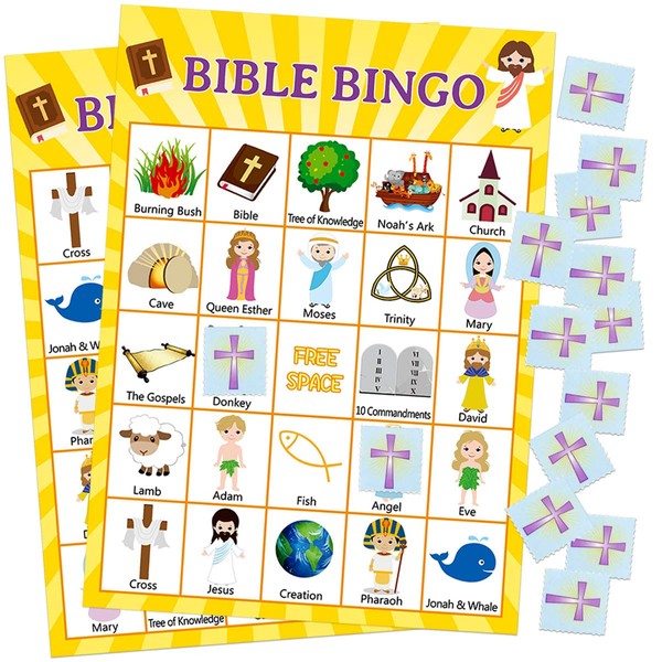 Bible Bingo Game for Vacation Bible School 24 Players for Kids Christian Sunday Church