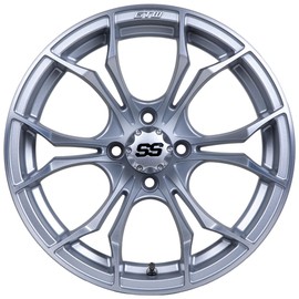 GTW Spyder - 14 Inch Aluminum Golf Cart Wheel 14x7 | 4-4 Bolt | 3:4 Offset (Machined/Matte Silver)