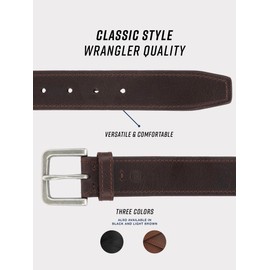 Wrangler Men’s Leather Country Casual Every Day Dress Belt for Jeans, Khakis Brown 32