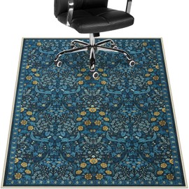 Anidaroel Floral Office Chair Mat for Hardwood Floor, 48"x60" Under Desk Chair Rug for Rolling Chair, Anti-Slip Computer Chair Mat, Low Pile Carpets Protector Mat for Home Office Gaming Room