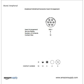 Amphenol Industrial MS3106A16S-1S Circular Connector Socket, General Duty, Non-Environmental, Threaded Coupling, Solder Termination, Straight Plug, 16S-1 Insert Arrangement, 16S Shell Size, 7 Contacts
