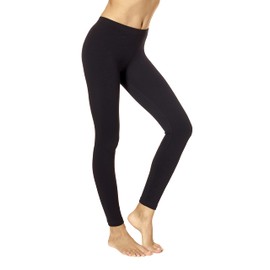 No nonsense Women's Leggings - Soft Cotton Feel, Comfortable & Perfect for Layering, Gentle Elastic Waistband - Black - Large