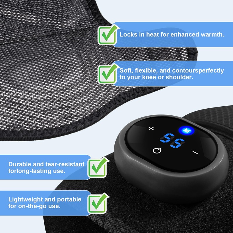 Knee Brace Massager with Heat Vibration, Massage Pain Relief for