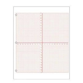 Geyer Instructional Products - Numbered Axis Graph Paper, 4 Quadrant Grid With 3/16" Squares, Accentuated Axes, Double Sided, Red Lined, 500 Sheet Ream, Three Hole Punched