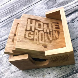 Sweetums Signatures Set of 4 Homegrown Ohio Engraved Drink Coasters with Holder
