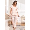 FKEEP Stripe Pajamas Set Women Two-Piece Nightwear Short Sleeve Sleepwear