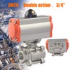 3/4" Pneumatic Actuated Ball Valve Double Acting 3-Piece Air Steam
