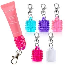 Lip Balm Keychain Cap for Laneige - Replacement Cap with Stopper, Swivel Keychain Lip Balm Holder for Lanyard or Bag, Lip Gloss Keychain for Women & Moms, Prevent Lip Balm Loss&Spills