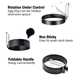 Stainless Steel Egg Rings Set of 2 PCS - Non Stick Fried Egg Molds - Egg Shaper for Breakfast - Egg Molds for Frying or Shaping Eggs - Round Egg Cooker Ring - Omelette Tools