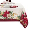Elrene Home Fashions Poinsettia Garlands Holiday Engineered Wrinkle Resistant Tablecloth,