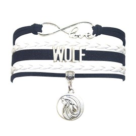 HHHbeauty Wolf Bracelet Jewelry Leather Infinity Love Wolf Gifts Wolf Jewelry Bracelet Gifts For Party, Wolf Lovers, Wolf Themed Gifts (Black and White)