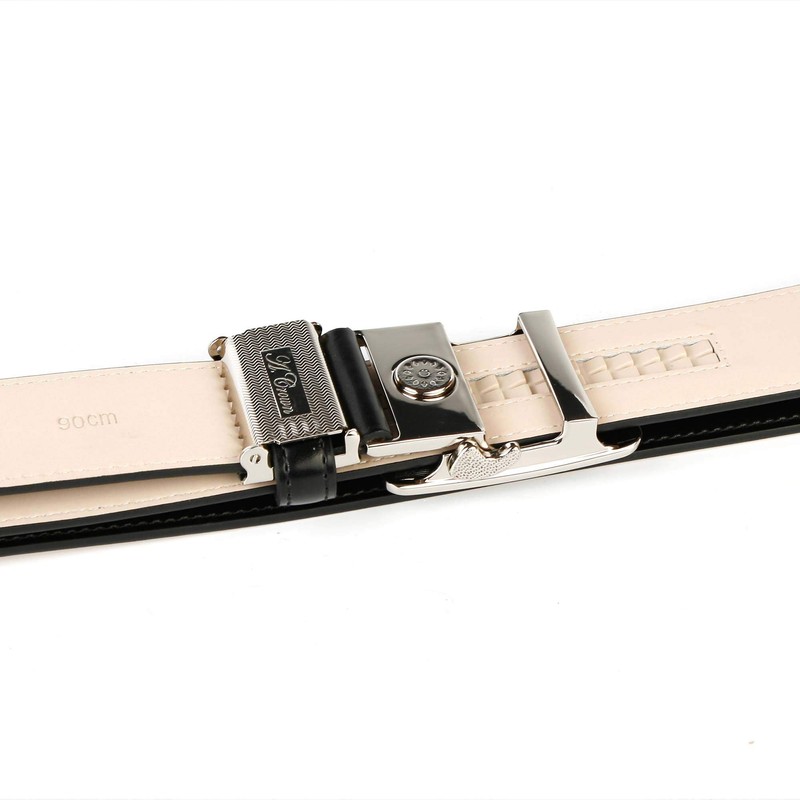 Anthoni Crown Blue Leather Belt, Men's Accessory, Automatic Buckle in