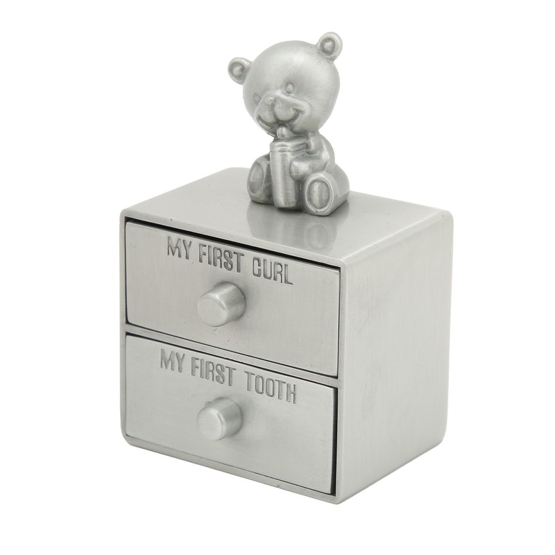 Tooth Box Metal Cute BearShape Storage Case with 2 Drawers