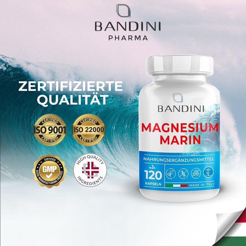 Bandini® Marines Magnesium + Vitamin B6 | 120 Capsules, 200