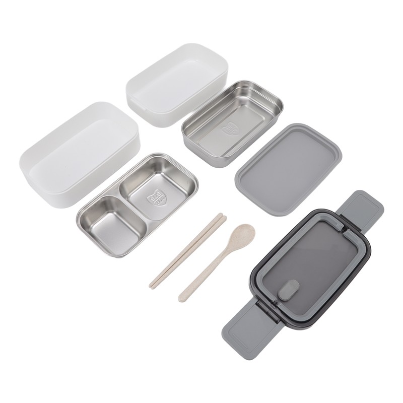 Bento Box 304 Stainless Steel Microwaveable with Chopsticks and Spoon