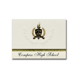 Signature Announcements Compass High School (Tucson, AZ) Graduation Announcements, Presidential style, Elite package of 25 with Gold & Black Metallic Foil seal