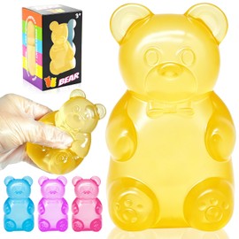 Bear Squishy Toy, Slow Rising Stress Relief Sugar Squeeze Toy for Kids & Adults, High Density Sensory Stress Balls, Stocking Stuffers, Birthday Party Favors, Anxiety Relief Toys for Boys Girls(yellow)