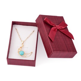 Boutigem 12 Pack Cardboard Jewelry Gift Boxes, 2.09 x 3.27 x 0.94 Inch Dark Red Stripe Rectangle Jewelry Boxes with Bowknot Lids for Necklace Pendants Bracelets Earrings Ring Jewelry Display Packing