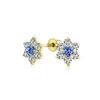 Tiny Royal Blue CZ Flower Stud Earrings For Women For