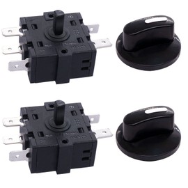 Taiss 2PCS Rotary Switch 125/250VAC 16A 4 Position 3 Speed Universal Speed Selector Heater Rotary Switch with Knob F035