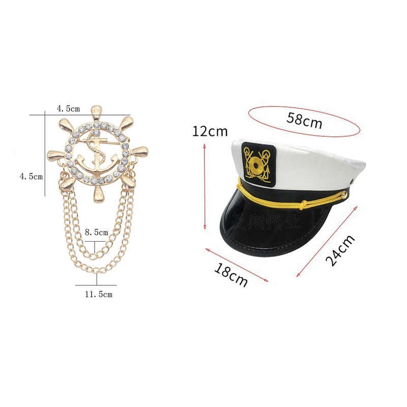 Captain Costume Accessories Captain Hat Sunglasses Rowing Brooch Sailor Hat