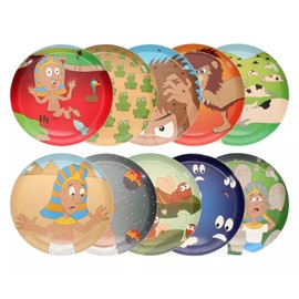 Passover seder 10 plagues paper goods, plates, cups and napkins, for 20 settings