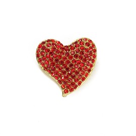 Cute CZ Heart Brooch Pin for Women Teen Girls Elegant Crystal Rhinestone Hearts Lapel Pins Dance Party Wedding Jewelry Dress Suit Clothes Accessorie Gifts for Her Wife Daughter Birthday Valentines Day (Red)